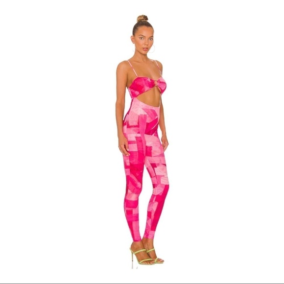 Farai London Pants - NEW Farai London Pink Stretch Jumpsuit Revolve Cleo in Electric Orchid Pink L